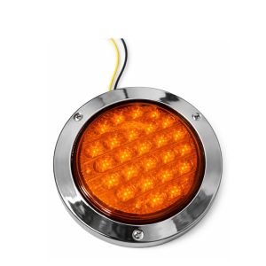 FARO LED POSTERIOR CARRETA AMBAR BORDE CROMADO 13CM 24V